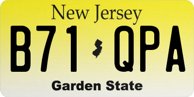 NJ license plate B71QPA