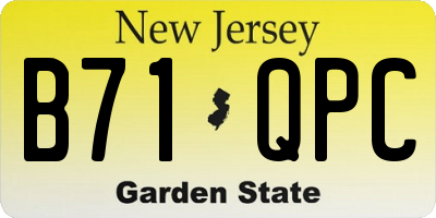 NJ license plate B71QPC