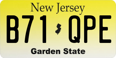 NJ license plate B71QPE