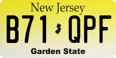 NJ license plate B71QPF