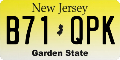 NJ license plate B71QPK