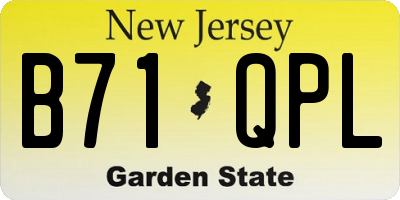 NJ license plate B71QPL