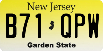 NJ license plate B71QPW
