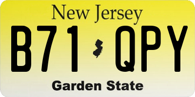 NJ license plate B71QPY