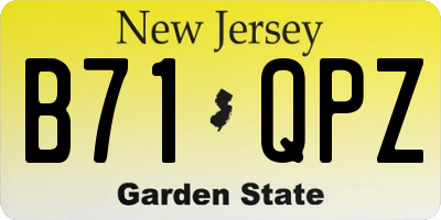 NJ license plate B71QPZ