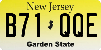NJ license plate B71QQE