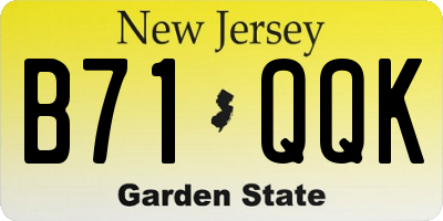 NJ license plate B71QQK