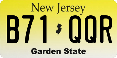 NJ license plate B71QQR