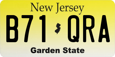NJ license plate B71QRA
