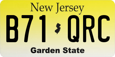 NJ license plate B71QRC