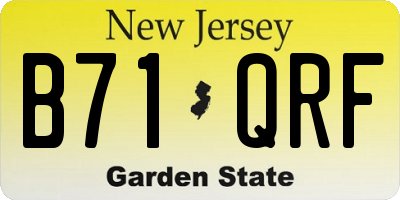 NJ license plate B71QRF