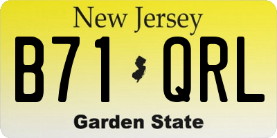 NJ license plate B71QRL