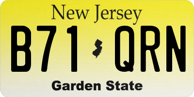 NJ license plate B71QRN