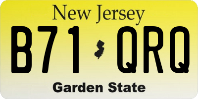 NJ license plate B71QRQ