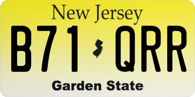NJ license plate B71QRR