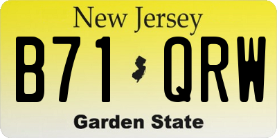 NJ license plate B71QRW