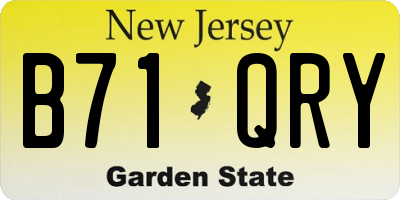 NJ license plate B71QRY
