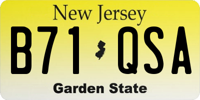 NJ license plate B71QSA