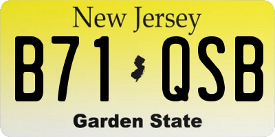 NJ license plate B71QSB