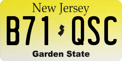 NJ license plate B71QSC