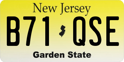 NJ license plate B71QSE
