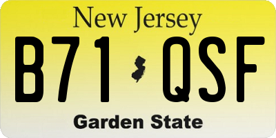 NJ license plate B71QSF