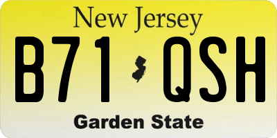 NJ license plate B71QSH