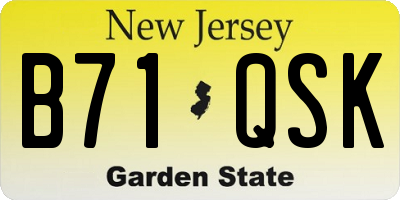 NJ license plate B71QSK
