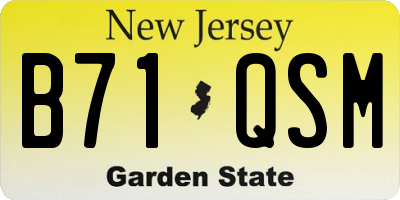 NJ license plate B71QSM