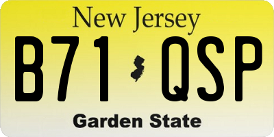 NJ license plate B71QSP