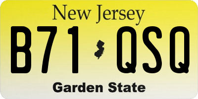 NJ license plate B71QSQ