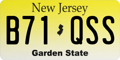 NJ license plate B71QSS