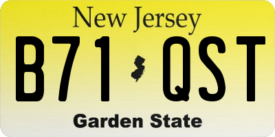 NJ license plate B71QST