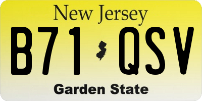 NJ license plate B71QSV