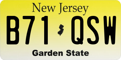 NJ license plate B71QSW