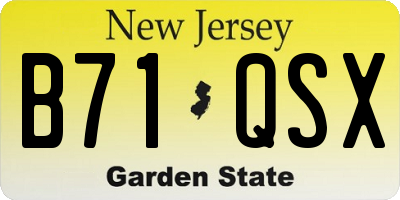 NJ license plate B71QSX