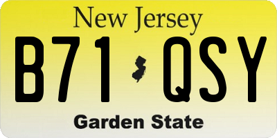 NJ license plate B71QSY