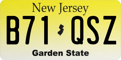 NJ license plate B71QSZ
