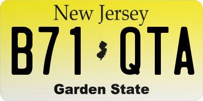 NJ license plate B71QTA