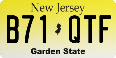 NJ license plate B71QTF