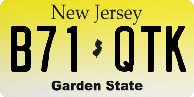 NJ license plate B71QTK