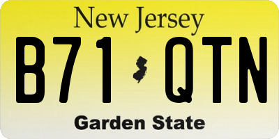 NJ license plate B71QTN