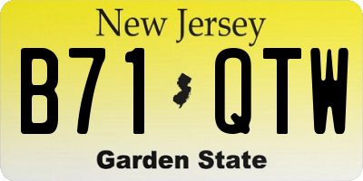 NJ license plate B71QTW