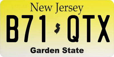 NJ license plate B71QTX