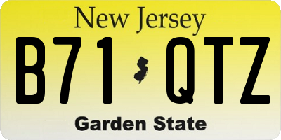 NJ license plate B71QTZ