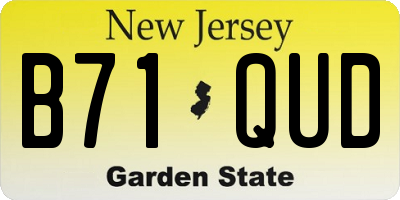 NJ license plate B71QUD