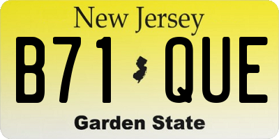 NJ license plate B71QUE