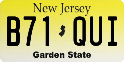 NJ license plate B71QUI