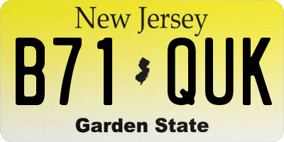 NJ license plate B71QUK