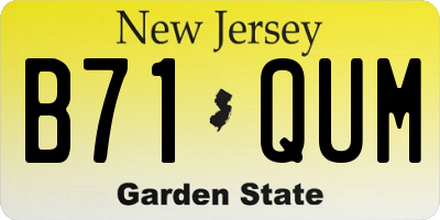 NJ license plate B71QUM